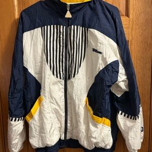 Wilson Men's Blue and White Windbreaker with Yellow Accents